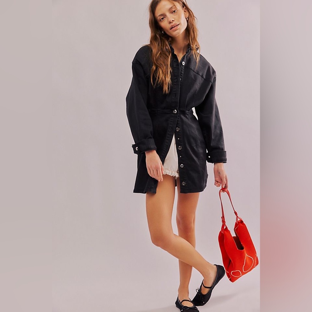 Free People Amber Denim Dress Black